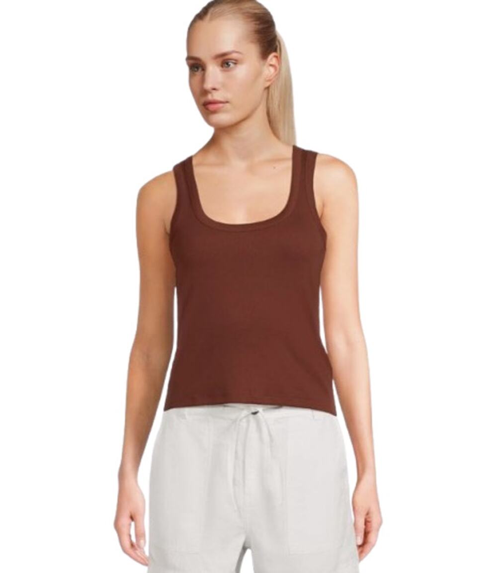 MADEWELL Womens Ribbed Scoop Neck Tank Large Brown Henna NW197 NWT
